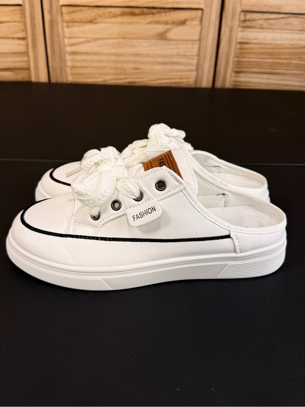 FME Sneakers Slip On Thick Soled Half-Slip In White Comfortable New With Tags 9